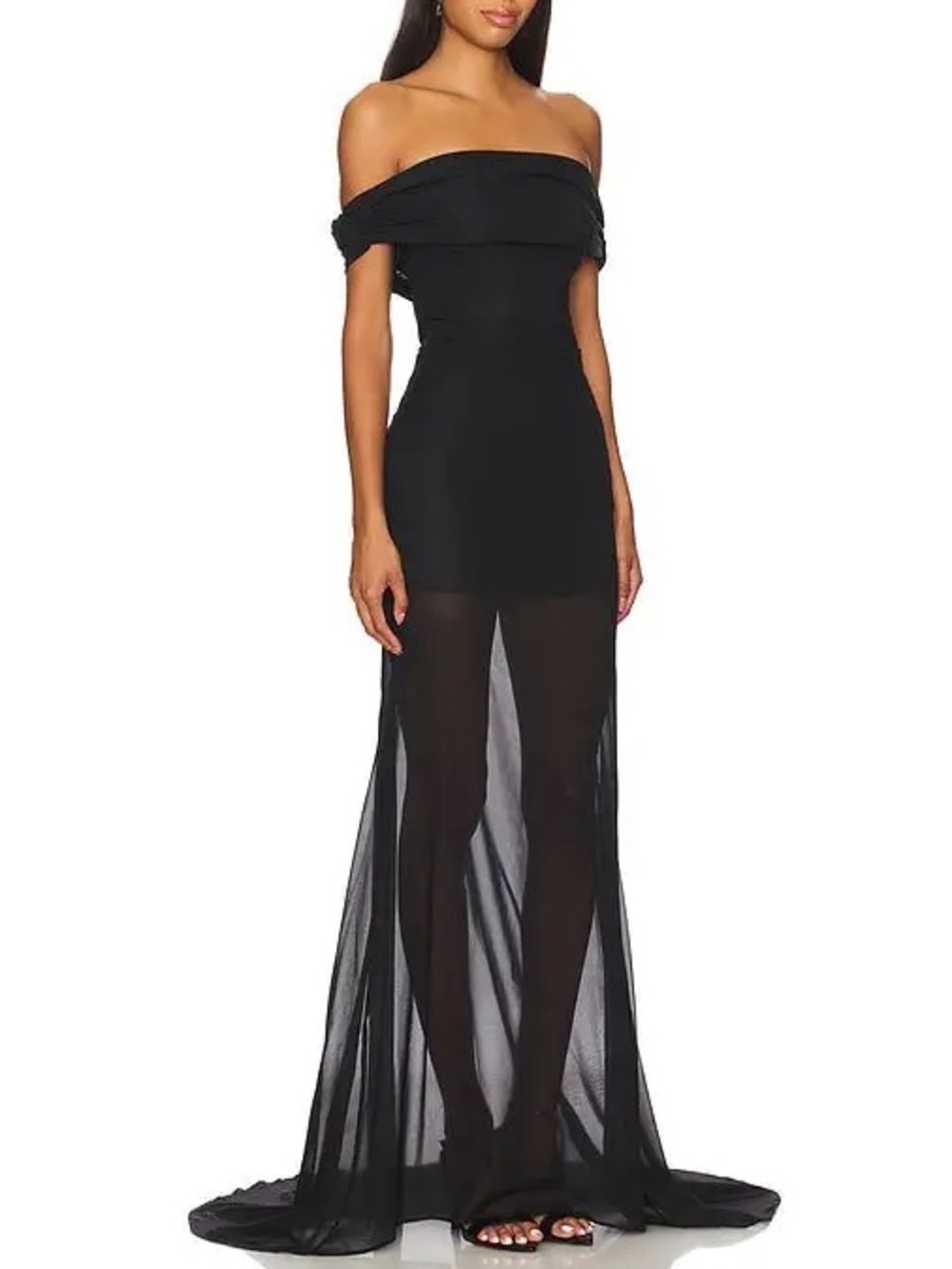 Giuseppe Di Morabito Off The Shoulder Dress with Train Black Silk Sz 36 - Picture 2 of 13